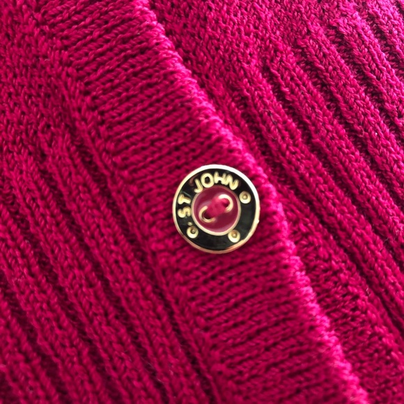 St. John - Red/Magenta Button Sweater, Great Condition, Women's Medium, Wool - Picture 3 of 7